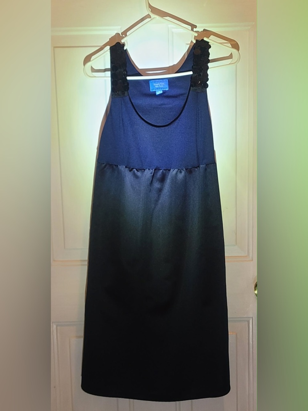 Simply Vera Vera Wang Navy and Black Midi Dress with Embellished Straps - Picture 6 of 16